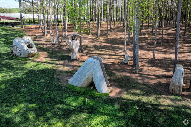 You can find interesting art work when you visit Eno River Farm just minutes from the Rougemont neighborhood.