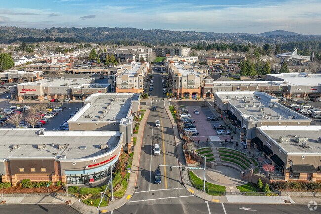 Aerial view of Bethany Village Fountain in the winter