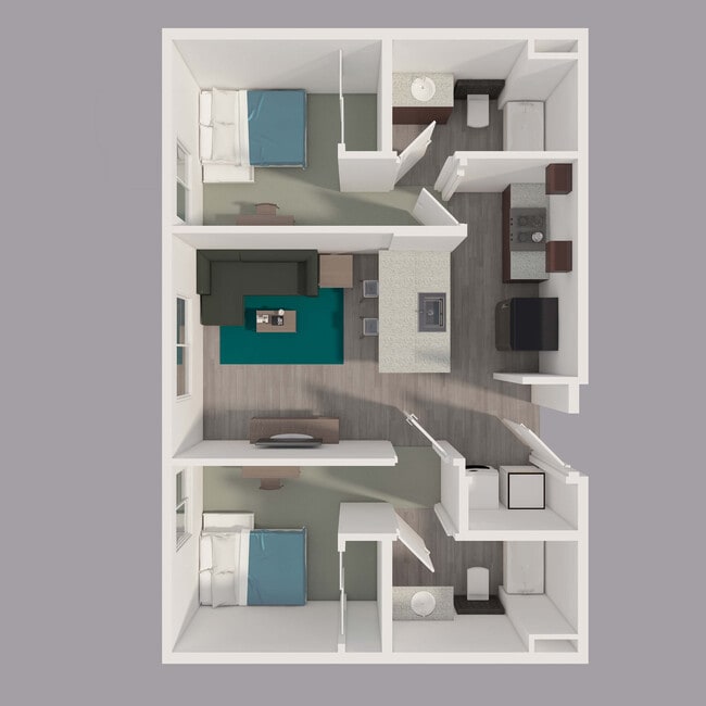 Floor Plan: B1 (2 Beds 2 Private Bathrooms)