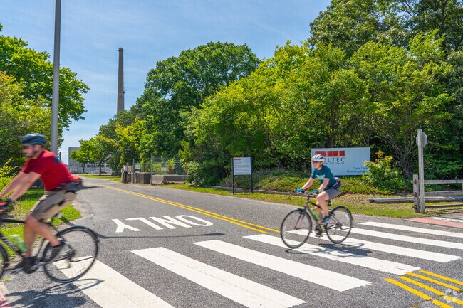 The decommissioned nuclear power plant can be ridden past on bike.