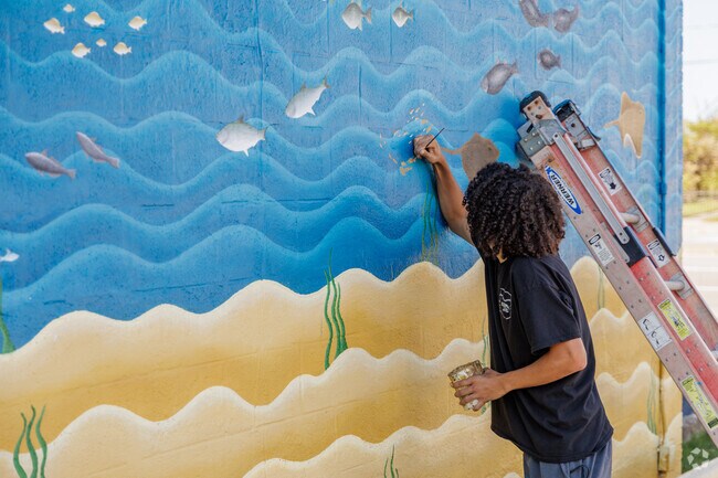 Beach murals can be seen in North Camellia Acres, Norfolk.