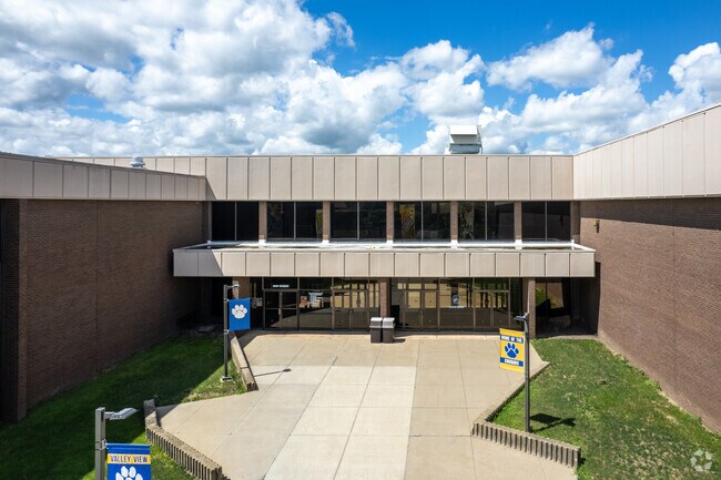 The entrance to Valley View High School marks a hub of education in Jessup, PA.
