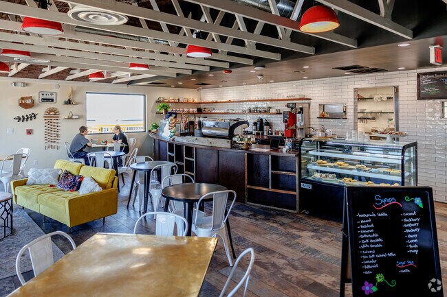 Muddy Buck Coffee House has a cozy, modern interior.