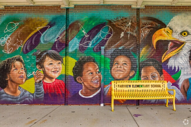 Fairview Elementary School features a mural that honors learning.