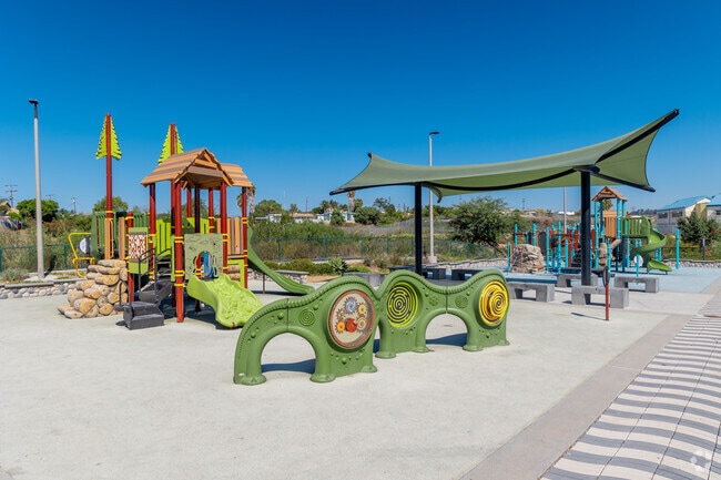 Two oversized playgrounds accent the grounds at Hawk Pocket Park in Chollas View.