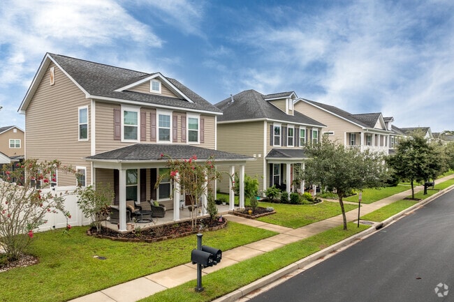 Larger colonial-style homes are popular in Bluffton Park.