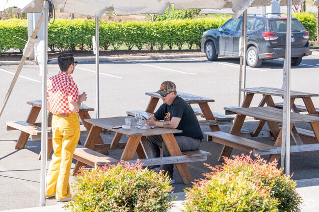 Outdoor seating is ample at Migration Brewery.