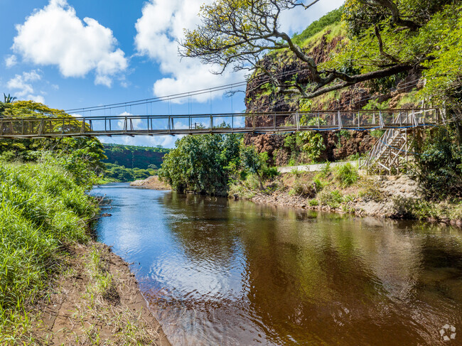 The Menehune Ditch in Wiamea is home to a swinging bridge.