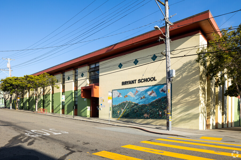 Bryant Elementary School is located in Inner Mission, San Francisco, California with a mural.