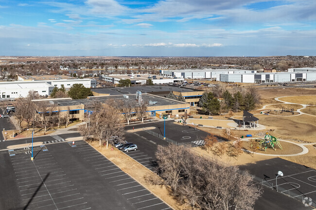 An aerial overview of Westgate Community School in Thornton, Colorado.