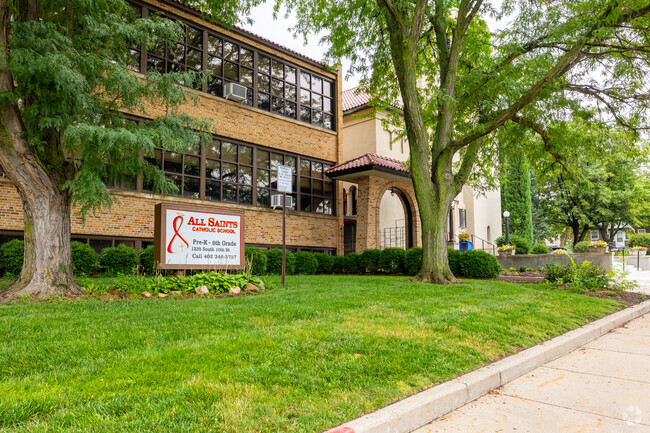 The school has beautiful architecture at All Saints Catholic School.
