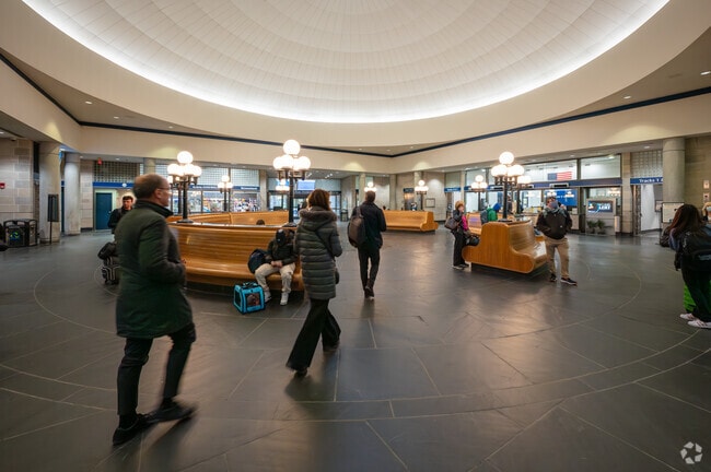 Commuters depart from Providence Train Station in the heart of downtown Providence.