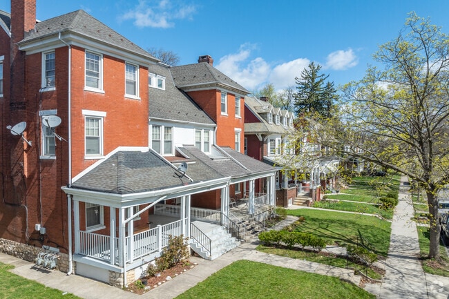 Huge front porches can be found in the numerous twin and row homes in The Avenues.