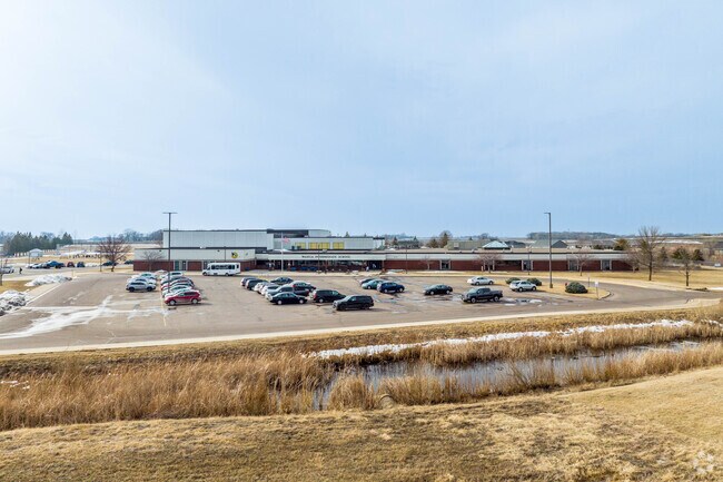 Waseca intermediate school shares sports fields with the high school.