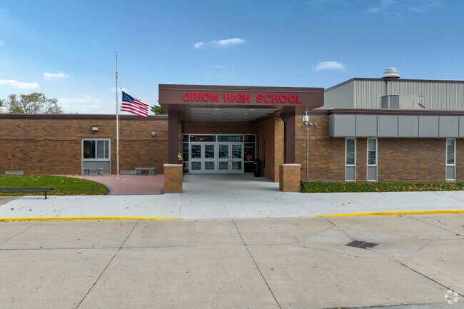 An entrance view to Orion High School.