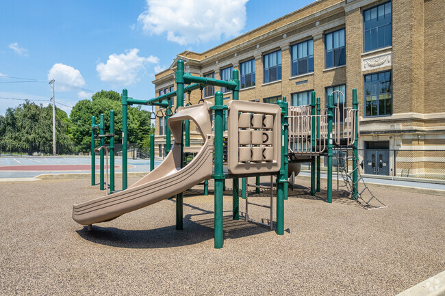 There's a large play area for children to play outside at Fulton Elementary School.