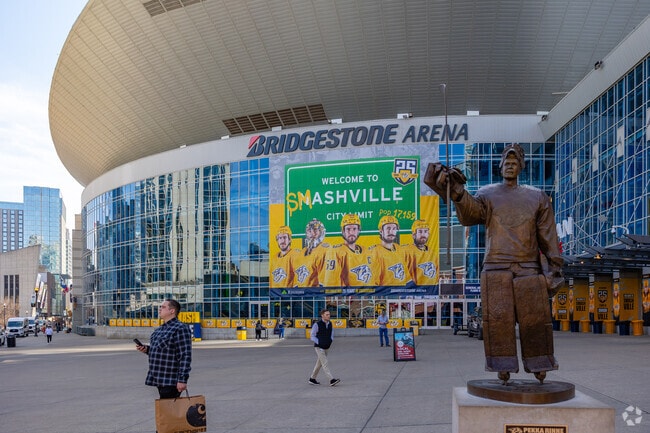Bridgestone Arena hosts for Nashville Predators games and large indoor concerts.