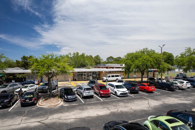 The entrance of the Sallye B. Mathis Elementary School.