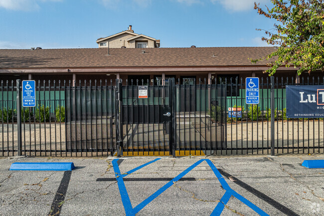 The front entrance to LuTEC High School in Norwalk.