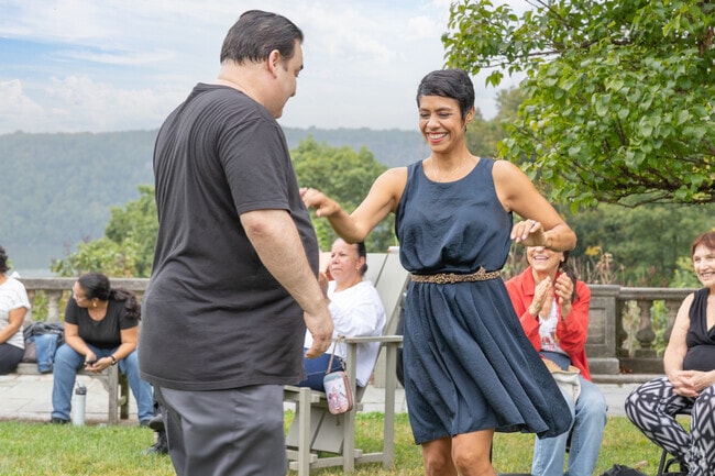 Professional Dancers mingle with guests at Fiesta on the Hudson in Riverdale.