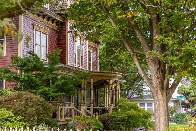 Trees often shroud the facades of homes in Newtown-North Division, keeping them shaded.