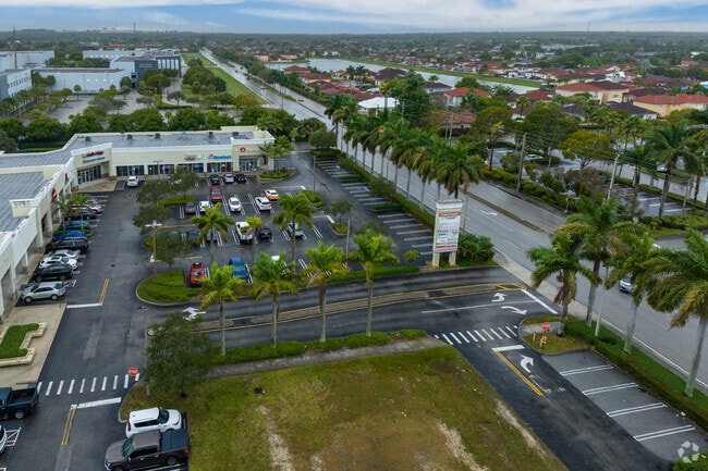 Aerial view of the Hallbridge Preparatory Academy parking lot.