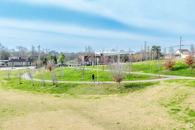 Enjoy a stroll through the unique park One Pratt Place near Smithfield Estates.