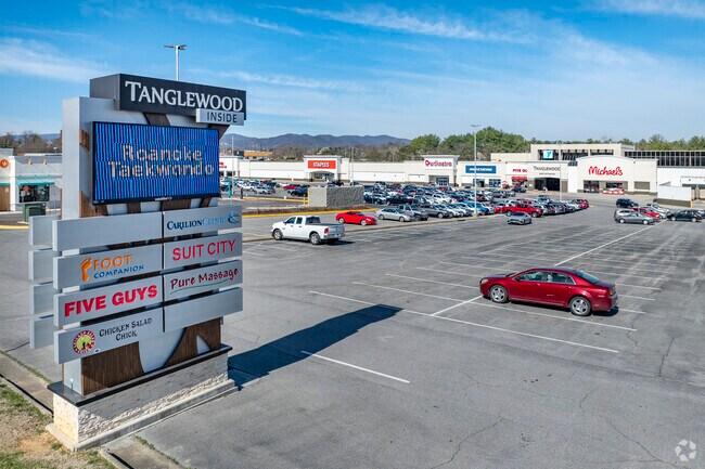 The Tanglewood shopping mall is on the neighborhood's northeastern edge and it features big box stores and more.