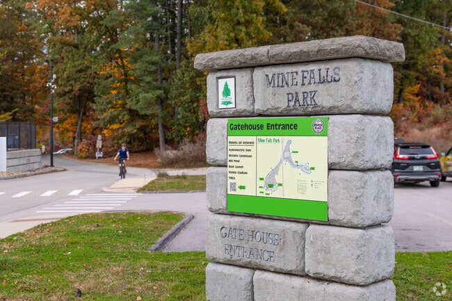 Follow the walking trails at Mine Falls Park in North End Nashua, NH.