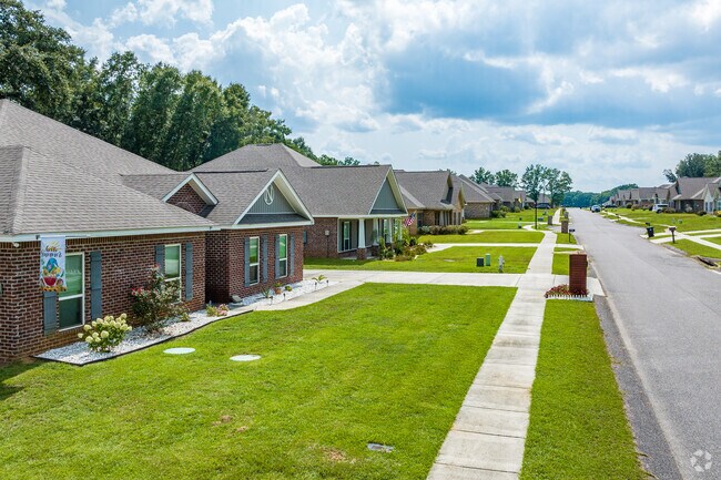 Grand Bay has many one story brick builds.
