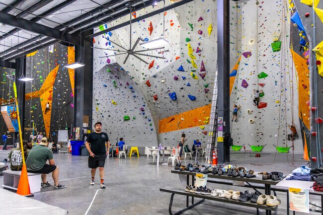 North Limestone climbers practice at LEF Climbing, Kentucky's largest climbing facility.