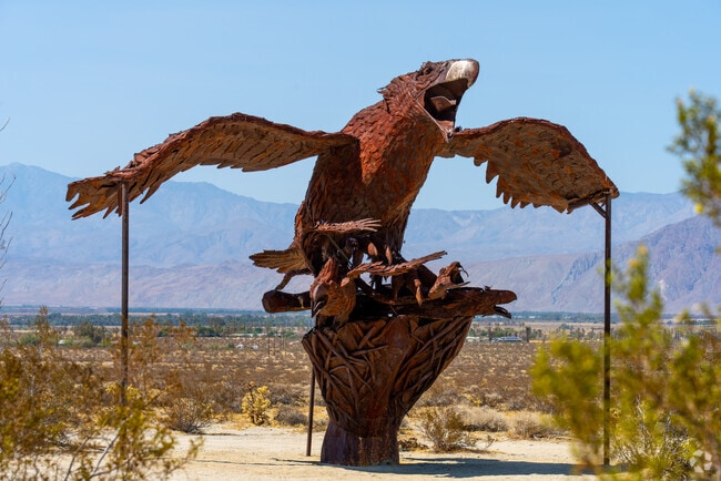 Statues in Borrego Springs showcase dramatic desert art, attracting visitors from around the world.