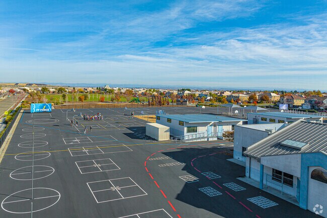 Painted asphalt provides options for recess time at Fiddyment Farm Elementary School.