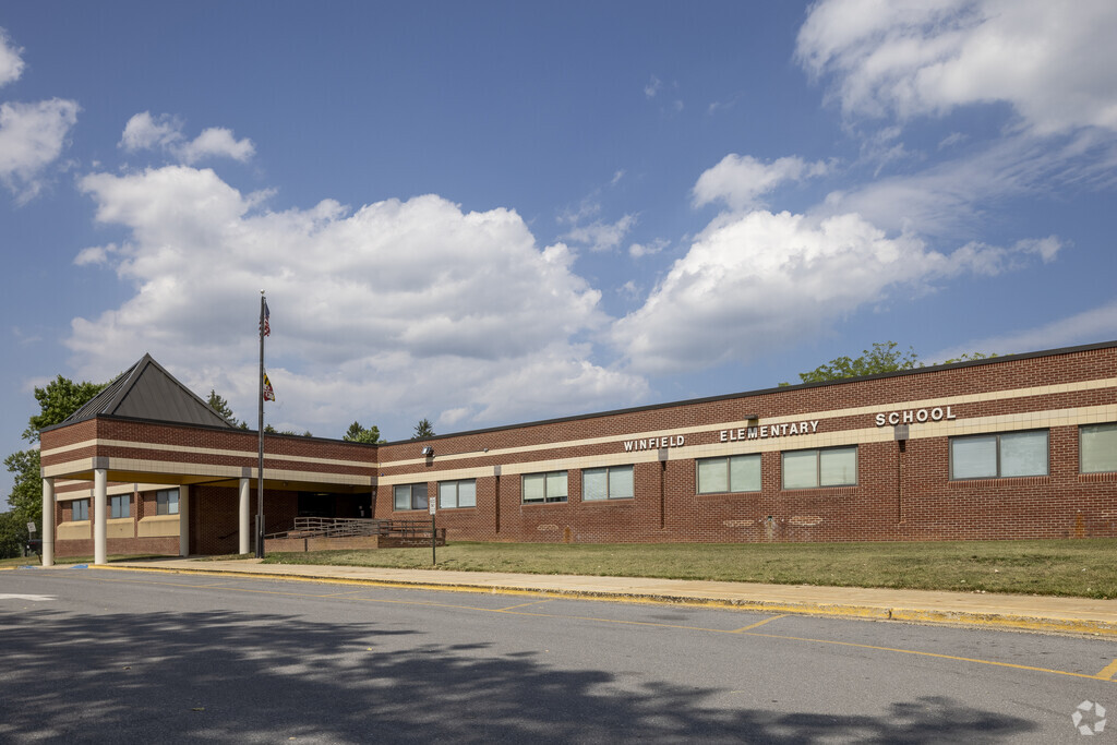 Winfield Elementary School front entrance in Outlying Carroll County.