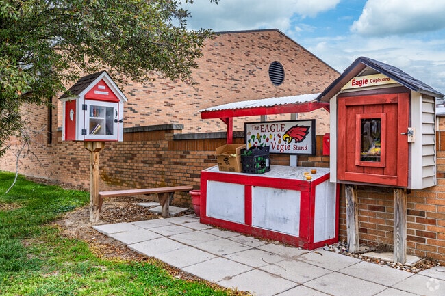 Community spirit is on display with a vegetable stand and free pantry at Frankton Jr Sr High School.