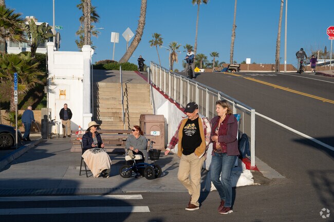 The strand is a great place to bike, walk, and sit near Fire Mountain.
