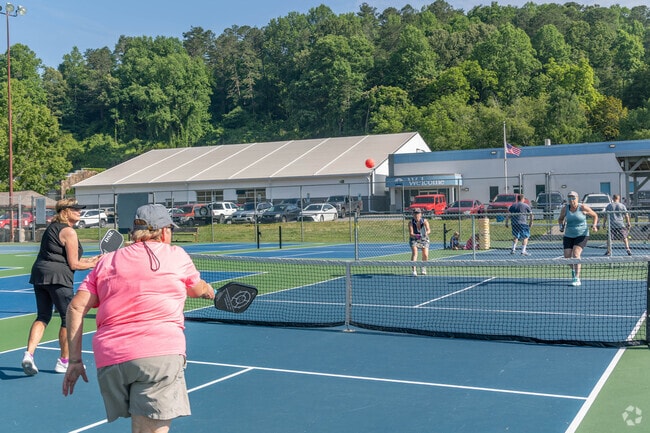 Friends meet each morning at Konehete Park in Murphy to play pickleball.
