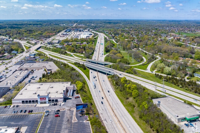 An aerial of the the nearby interstate to Rolling Green.