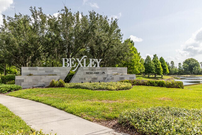 Thoughtfully designed neighborhood signage reflects Bexley's modern, friendly atmosphere.