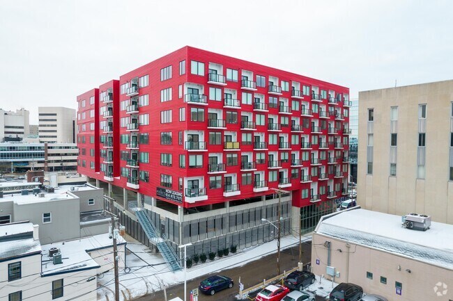 Newly constructed apartments, student housing, and condos are found in the Discovery District.