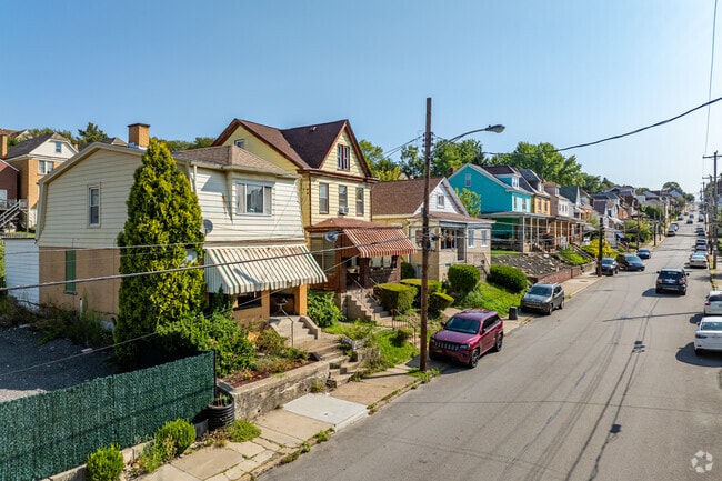 The Mount Oliver Borough streets show different sizes and styles of homes in the neighborhood.
