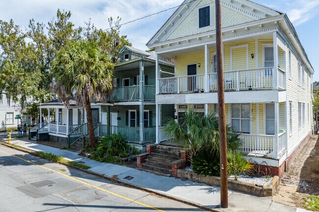 Some homes in Thomas Square have second-floor balconies.