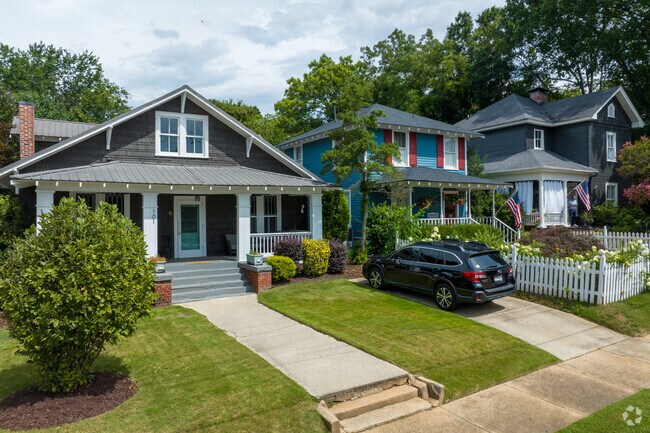 Many Greenville streets have a mix of bungalow and craftsman style homes.