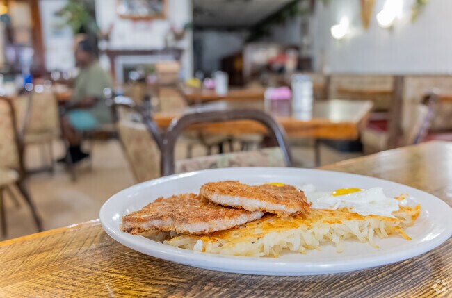 Locals can enjoy delicious pork chops at Sunrise and Shine Omelet Grill in Crosby Park.