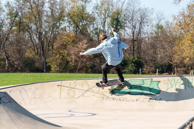 East Caln's Kerr Park is great for both relaxing and shredding as this fellow is doing.