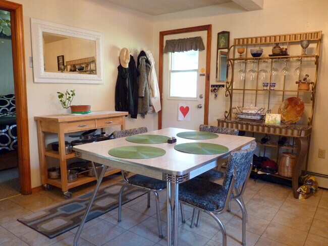 Kitchen door leads to private deck