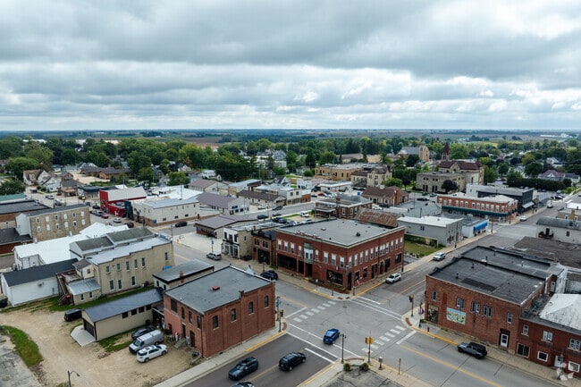 Businesses cluster along Caledonia’s main streets near the historic center.