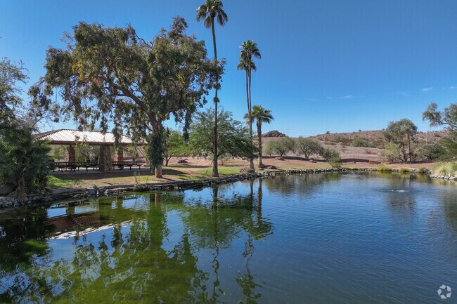 Locals of North Tempe frequent Papago Park for the fishing pond and lush greenery.