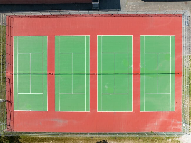 Gear up to play on one of the four tennis courts at Bay Shore Middle School.