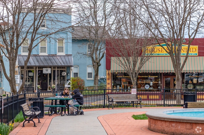 Sit outside on a beautiful Spring afternoons in Emmaus and enjoy lunch in Triangle Park.